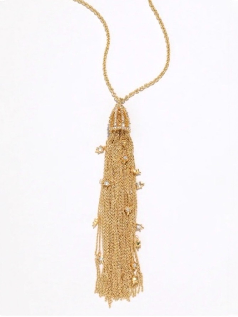 NEW Alexis Bittar Cascading Crystal Chain Tassel Necklace AU19
